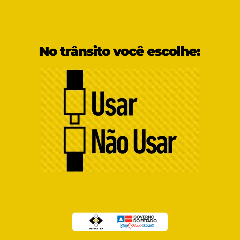DetranBahia's tweet photo. 🚘 Sua segurança no trânsito depende de suas escolhas. #EscolhaAVida
Está no CTB dirigir sem utilizar o cinto de segurança é considerado infração de natureza grave, com multa no valor de R$195,23 e mais cinco pontos na CNH.
#DetranBA #GovernoDaBahia https://t.co/jglCCCheII