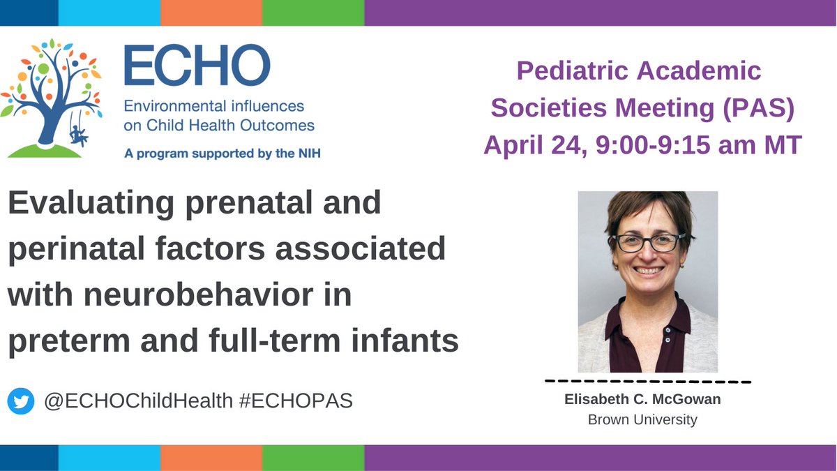 ECHOChildHealth's tweet photo. On Sunday April 24, #ECHOChildHealth investigator Elisabeth McGowan, MD will give a 15-minute presentation on collaborative research at the 2022 @PASMeeting on factors influencing the neurodevelopment of infants: https://t.co/d5hrJiqWGn #ECHOPAS https://t.co/mqA4csjWw0