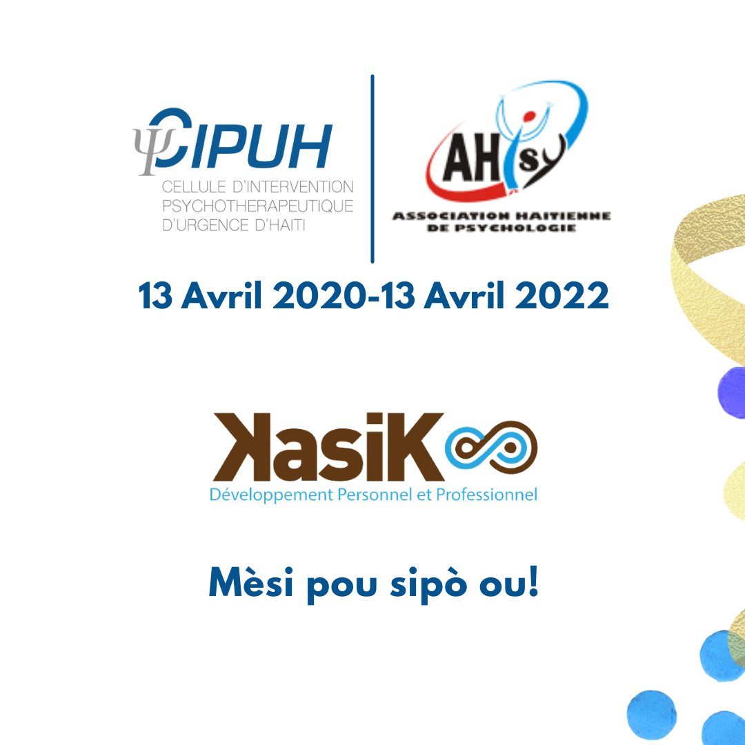 Akonpayman sa posib gras a angajman pwofesyonèl Sante Mantal Ayisyen, prensipal resous nou genyen!Yon Mèsi espesyal a <a href="/kasikayiti/">KasiK</a> pou disponibilite e fasilitasyon li tout Aktivite CIPUH depi premye jou a! Rezilta plis pase 5 mil moun resevwa asistans nan moman yo te bezwen sa!