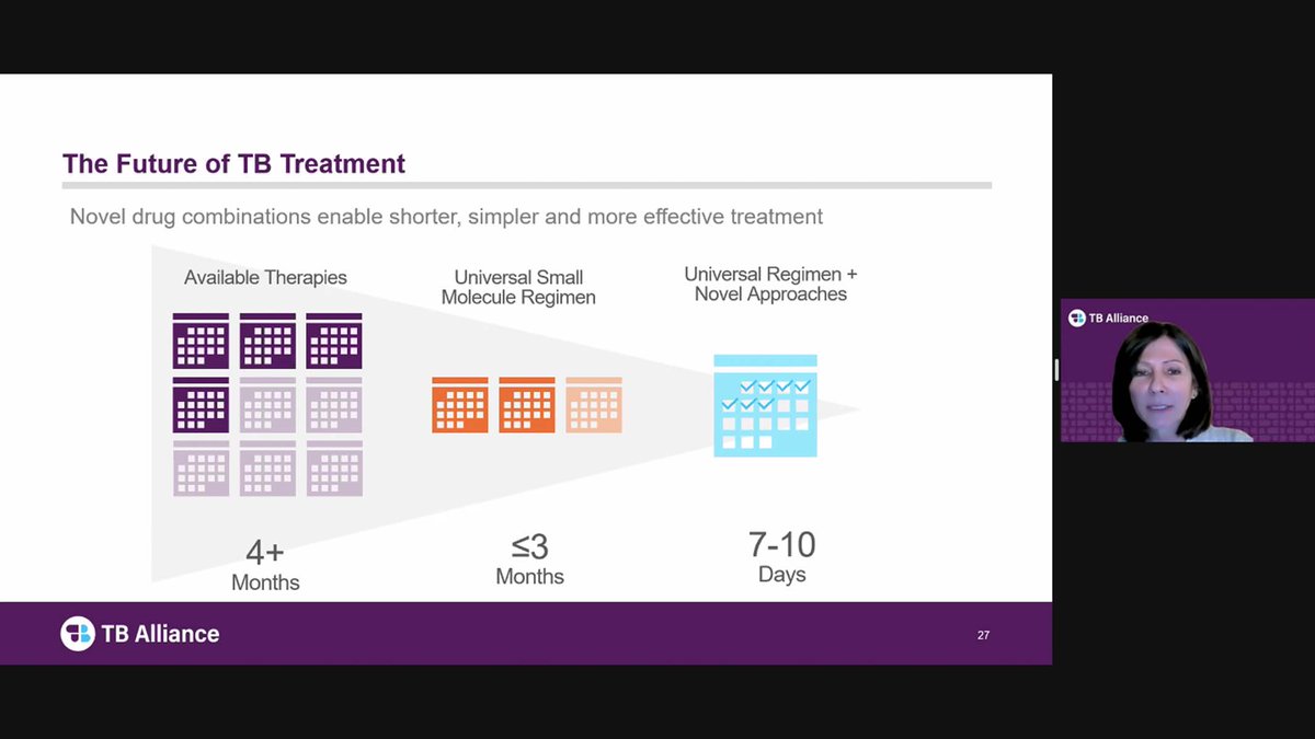 At TB Alliance, "we're working towards shortening treatments beyond what's known today, and we dream down the line of a day when patients will be treated in a matter of days." Hear more from Maria Beumont, our Vice President and Chief Medical Officer. #EndTB