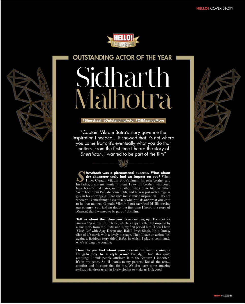 SCAN 1: <a href="/SidMalhotra/">Sidharth Malhotra</a> for <a href="/HELLOmagIndia/">HELLO! India</a> Outstanding Actor of the Year at the #HELLOHallOfFameAwards2022 🥰 #HHOF22