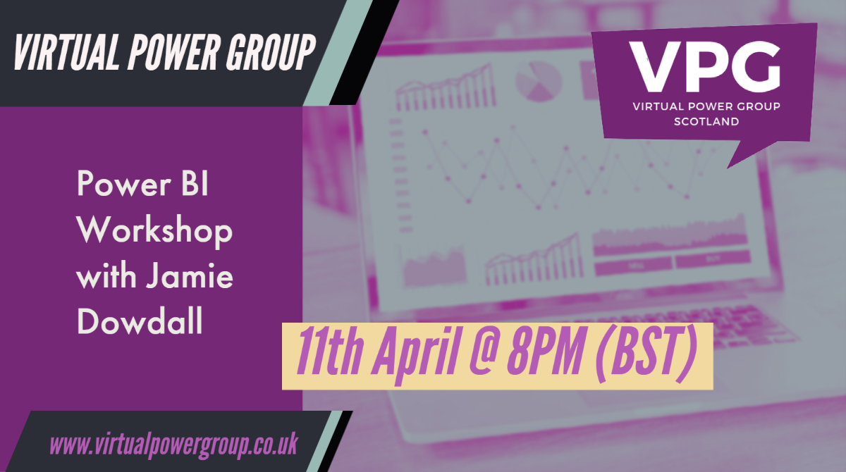 This evening at 8 pm <a href="/JamieDowdall3/">Jamie Dowdall</a> will be continuing his series of #PowerBI workshops by looking at visuals.

Come along and have fun learning together.

Join 🤝 > virtualpowergroup.co.uk/event/PBOWorks…