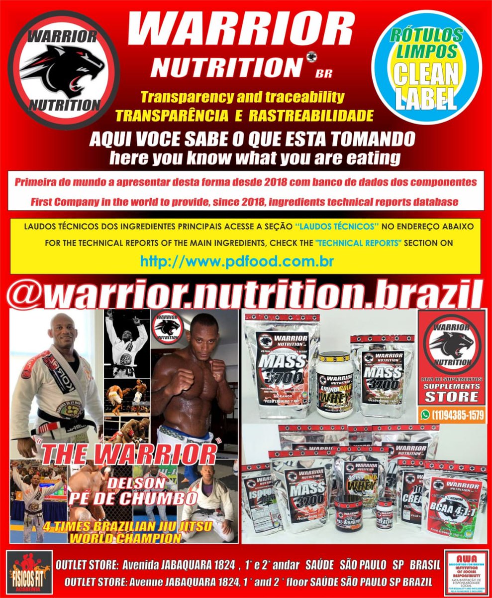 pd_food's tweet photo. Warrior Nutrition – a nutrição do Guerreiro
Desenvolvido por profissionais, escolhido por campeões!
https://t.co/6dy4vmSqVF
#RotulosLimpos #CleanLabel
#WarriorNutritionBr #pedechumbobjj #bjj #BrazilianJiuJitsu #Suplementos #AwaWelfare #ResponsabilidadeSocial #Inovaçao mundial https://t.co/2Av71aku8G
