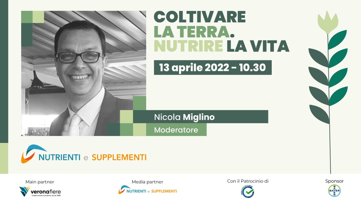 Centro Responsabilità Sociale (@socialecentro) on Twitter photo Moderatore del convegno “Coltivare la terra. Nutrire la vita” sarà <a href="/NicolaMiglino/">nicola miglino</a> , giornalista medico - scientifico, Direttore Responsabile di Nutrienti e Supplementi.
<a href="/BayerItalia/">Bayer Italia</a> , Nutrienti e Supplementi , <a href="/IsproMay/">IsproMay</a>, Verona Fiere, <a href="/SolAgrifood/">Sol&Agrifood</a> Moderatore del convegno “Coltivare la terra. Nutrire la vita” sarà <a href="/NicolaMiglino/">nicola miglino</a> , giornalista medico - scientifico, Direttore Responsabile di Nutrienti e Supplementi.
<a href="/BayerItalia/">Bayer Italia</a> , Nutrienti e Supplementi , <a href="/IsproMay/">IsproMay</a>, Verona Fiere, <a href="/SolAgrifood/">Sol&Agrifood</a>
