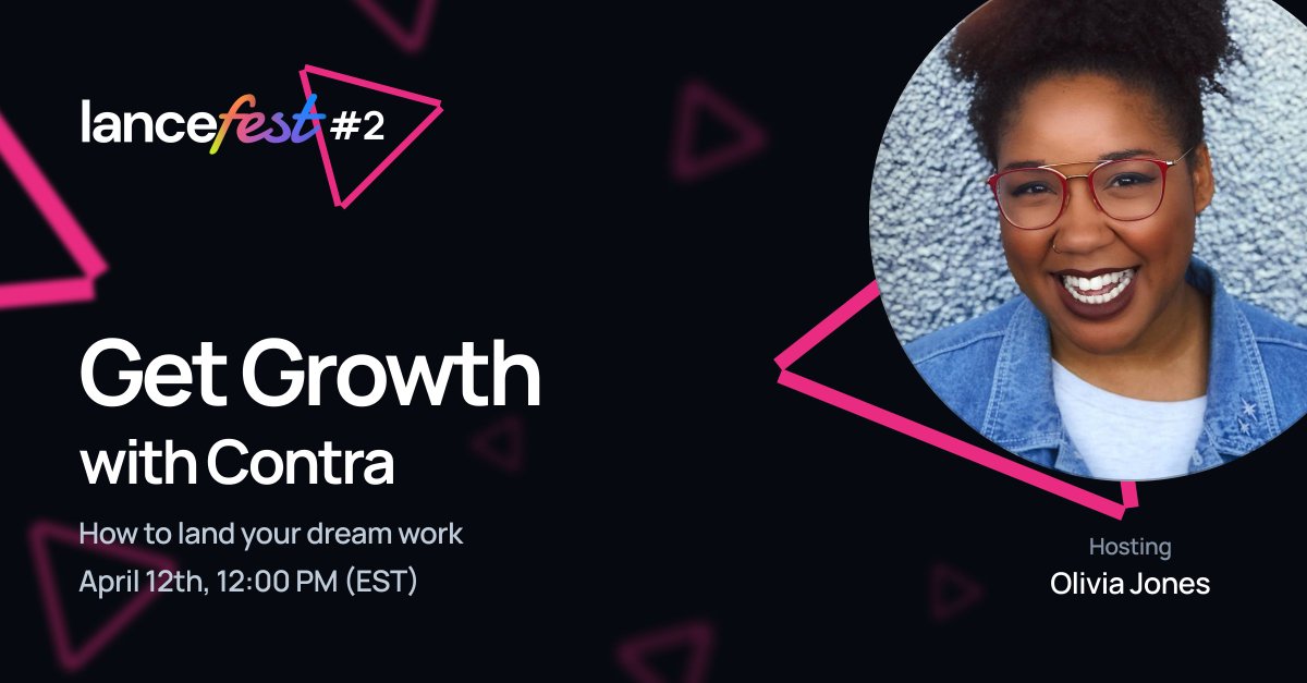 hellomeetlance's tweet photo. 📣 #Lancefest is back tomorrow at 12:00 PM EST! We're excited to have @contra's Olivia Jones join us to talk about some strategic ways to land the work opportunities you dream of as a #freelancer or #independent #creative.
RSVP today! --> https://t.co/gMi41qQTjD https://t.co/18qV6zpu8c