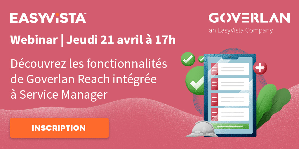 [Webinar] Découvrez les fonctionalités de notre nouvelle option Goverlan Reach intégrée à Service Manager !

📅 Quand ? Jeudi 21 avril à 17h
👉 Les inscriptions sont ouvertes > ow.ly/nCJL50IGcBi

#EasyVista