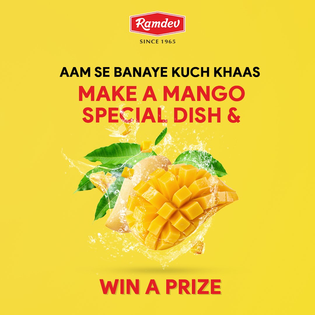 Ramdev_Food's tweet image. Aam se banaye kuch khaas
Make your summers more memorable with Mangoes and our fun mango contest! Make any dish with MANGOES as the main ingredient.
NOTE: 
1. Winner selection is at the sole discretion of the company
2. Winner(s) once selected will not be changed
#RamdevContest