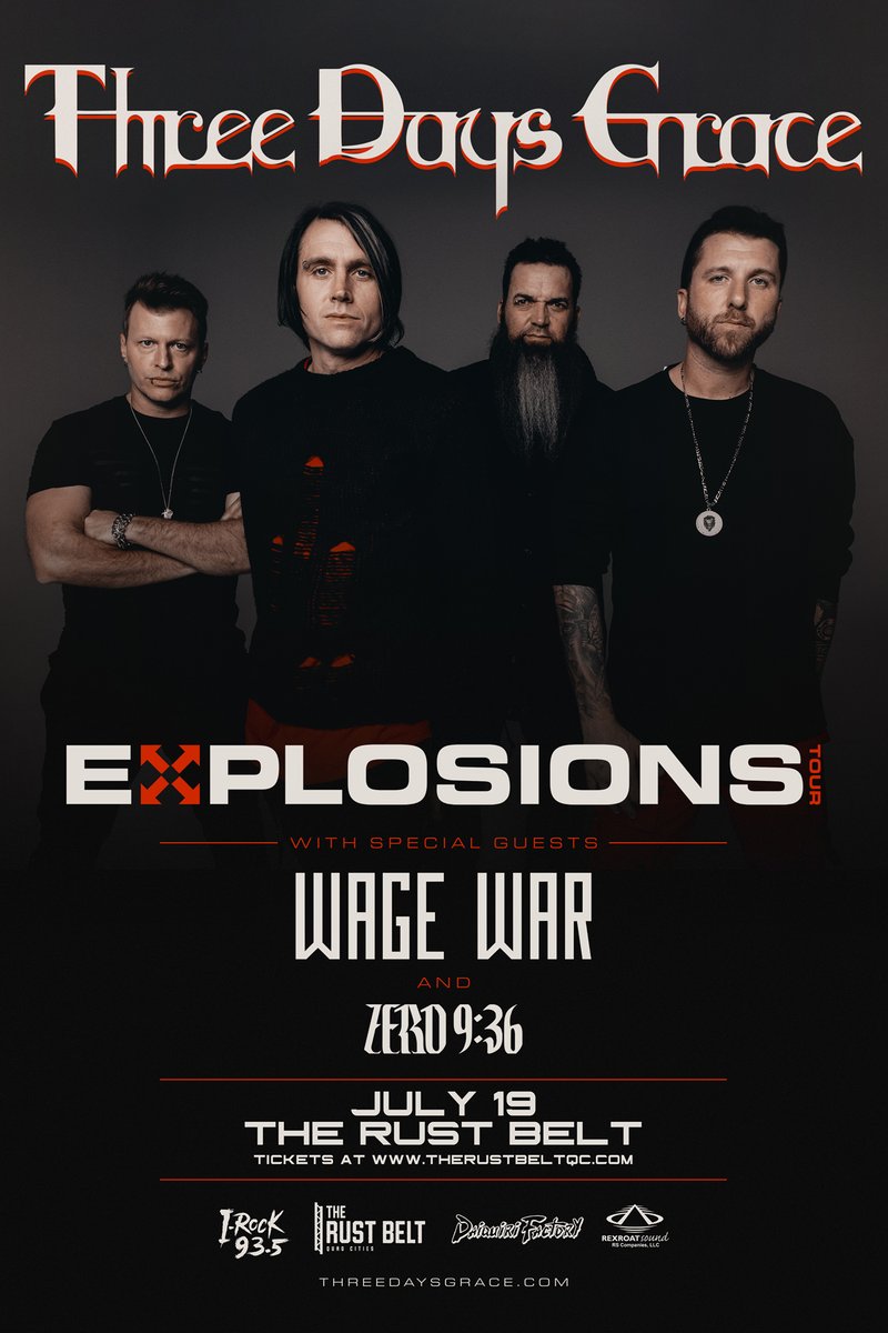 🚨 New show announcement 🚨
<a href="/threedaysgrace/">Three Days Grace</a>  
with <a href="/WageWar/">Wage War</a>  &amp;  <a href="/Zero936/">Zero 9:36</a>  

📅 --> July 19
🎟️ --> bit.ly/TRB3DaysGrace

Tickets go on sale this Friday, April 15