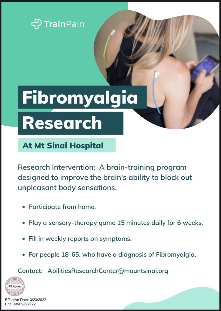 ARC_Mount_Sinai's tweet photo. 🚨  #Fibromyalgia Research 🚨

To get involved email: AbilitiesResearchCenter@MountSinai.org https://t.co/zX0xnmerWI