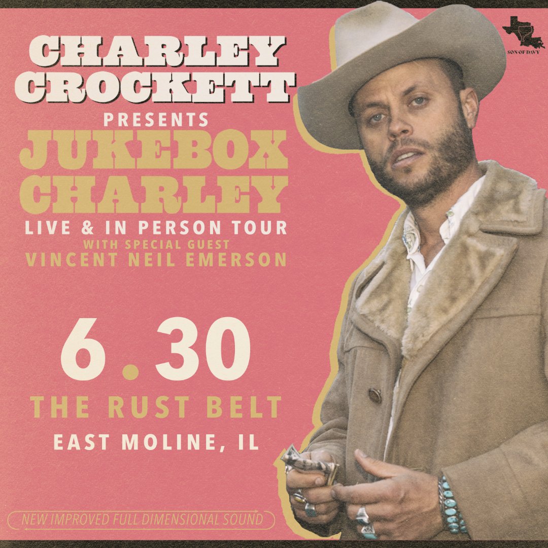 🚨🚨 SURPRISE! We have another show announcement today! 🚨🚨
  <a href="/CharleyCrockett/">Charley Crockett</a>  
with <a href="/VNEofficial/">Vincent Neil Emerson</a>  

📅 --> Thursday, June 30
🎟️ --> bit.ly/TRBCharley

Tix go on sale Friday.