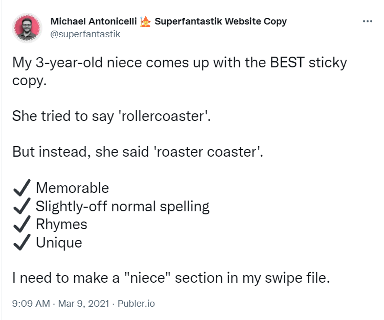 superfantastik's tweet photo. Now she's 4 and shocks me with her advanced vocab. 

No more funny word swipe file. But I do hear the wisest one-liners.

#tweet100 https://t.co/S6hd1f0veG