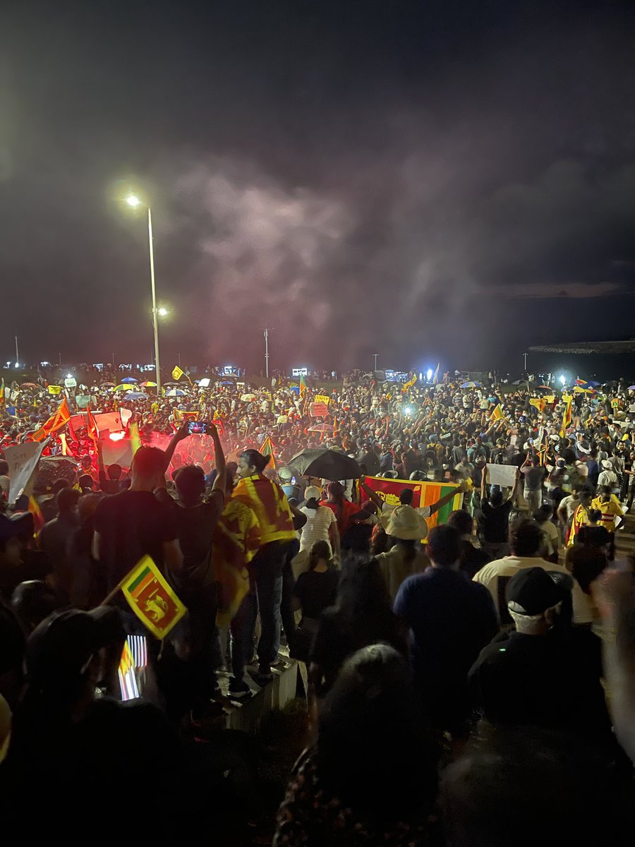 Lakshan_Sen's tweet photo. The solidarity of #SriLanka is strengthening as we witness #OccupyGalleFace 

Really proud of my Country 🇱🇰❤️ and its people. 

We are also facing a #MedicalCrisisLK doctors are forced to watch patients die as many meds are lacking. Wake up #GovtSL y’all hiding won’t help #Lka https://t.co/2oBwE0aabj