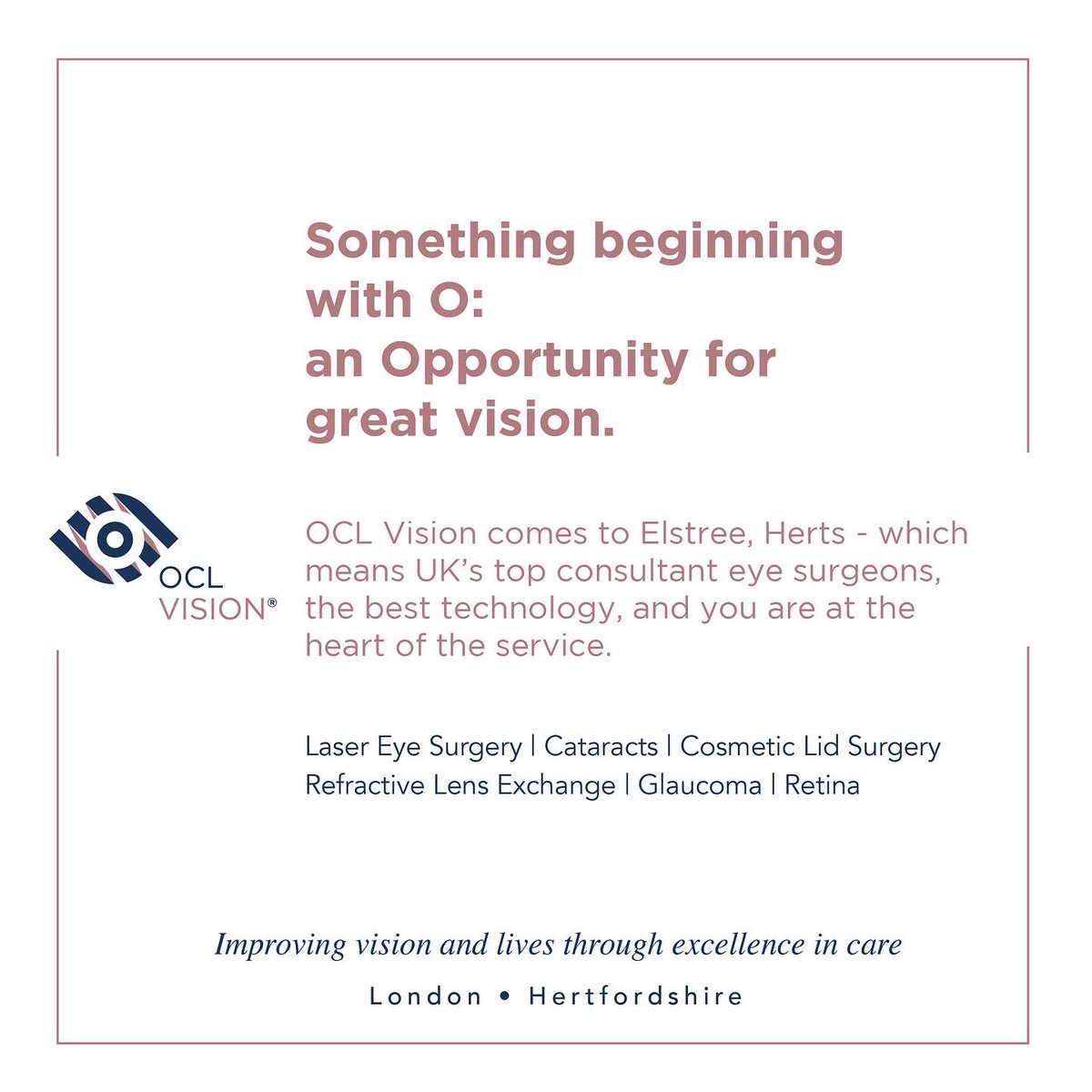 The news we have been so excited to share is finally here 👀 We are now in Elstree, Herts!! For appointments please contact us on 0203 369 2020 or at contact@oclvision.com 💻