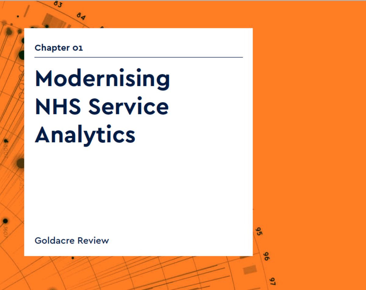 RIGHT. You’ve all had a weekend to digest the  @bengoldacre review. There’s a lot to take in, so let’s do some deeper dives into content. Let’s start at the very beginning, since I’ve heard it’s a very good place to start: NHS service analytics.  https://twitter.com/jessRmorley/status/1512013395897339909