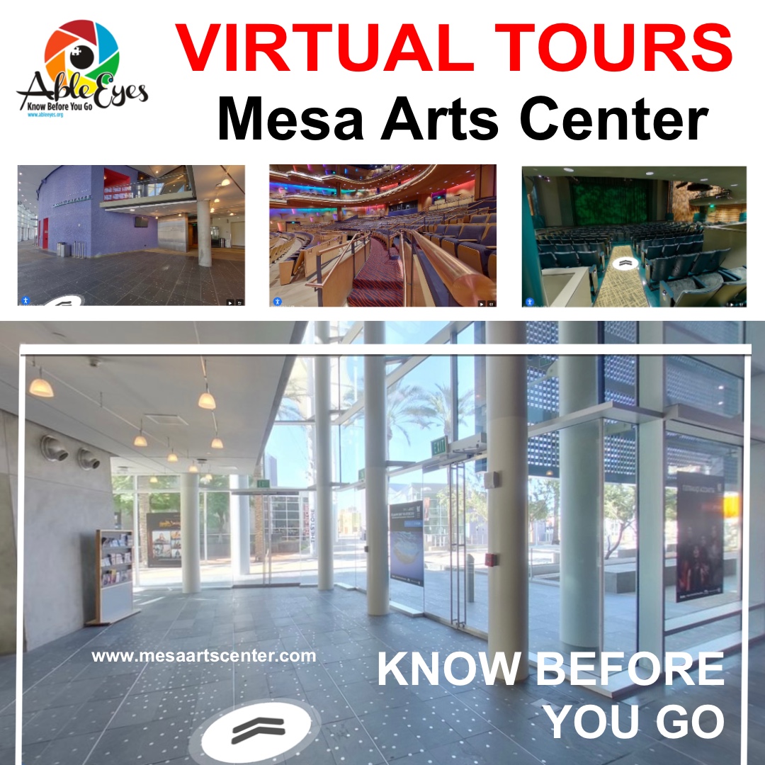 GoAbleVu's tweet photo. View the Mesa Arts Center - Mesa, AZ.  Mesa Arts Center, owned and operated by the City of Mesa. @ableeyes.org/virtual-tours/mesa-arts-center-mesa-az/ #AbleEyesAccessible #AbleEyes #Accessibility #KnowBeforeYouGo #VirtualToursHelpAll #Autism #AutismAwareness #Anxiety #Disability https://t.co/3NcSOKqkPn