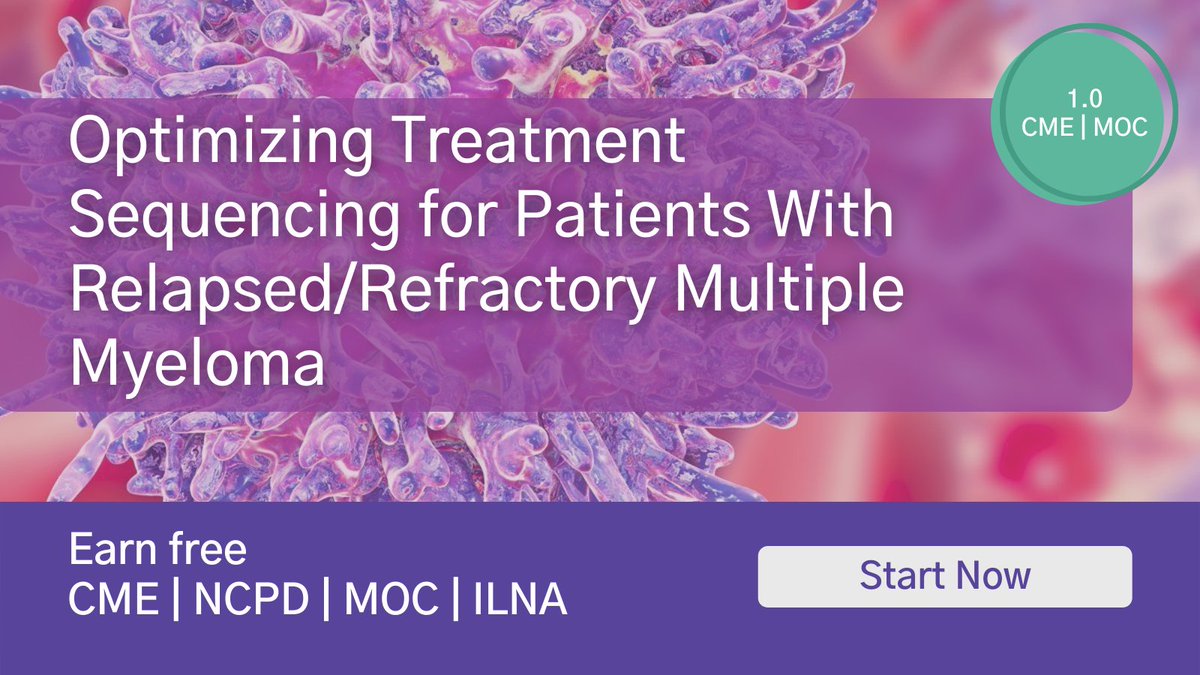Evaluate strategies to monitor and manage adverse events associated with novel therapies for relapsed/refractory #multiplemyeloma in this #CME #NCPD activity. Start now! https://t.co/8QLvdPRgnd

#myeloma #bloodcancer #hematology #oncology #multiplemyelomaawareness https://t.co/otGK0wVxrW