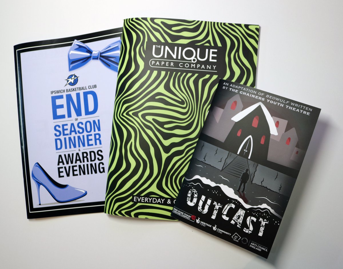 AnythingPrint's tweet photo. Here's some great brochures we have produced for our friends at Ipswich Basketball, Unique Paper and Red Rose Chain Theatre company. 
If you would like to know how competitive we are on price please get in touch on 01206 796253 or email sales@anythingprint.co.uk https://t.co/8FQXXX2U8r