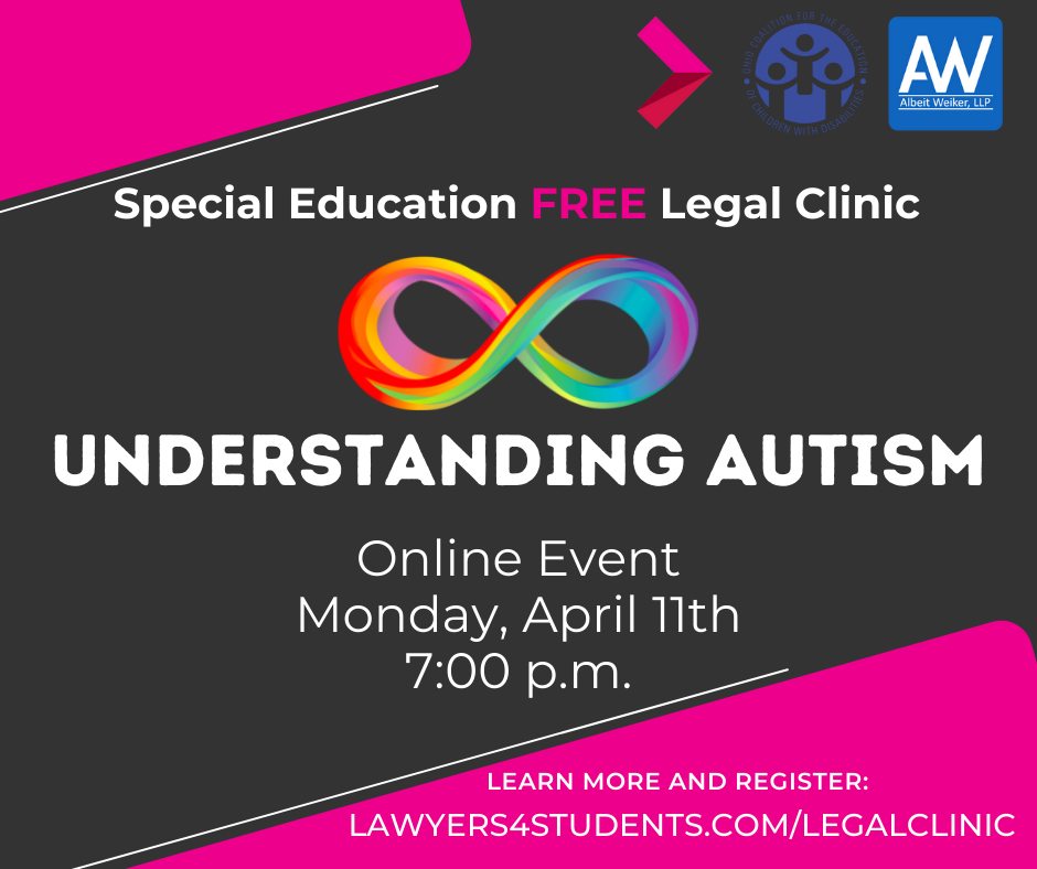 DisabilityRtsOH's tweet photo. Join us TONIGHT for this Special Education Free Legal Clinic - Understanding Autism!

Learn more and register at https://t.co/me78Z1rG8z

#disabilityrights #specialeducation #autism https://t.co/V4b1NwqGWS