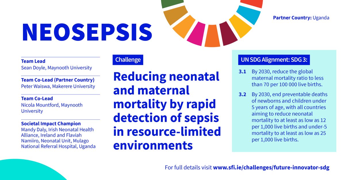 Researchirel's tweet image. As part of the SFI and @Irish_Aid supported #SDGChallenge research team NEOSEPSIS aim to reduce neonatal and maternal mortality by rapid detection of sepsis in resource-limited environments sfi.ie/research-news/…

#UNSustainableGoals
