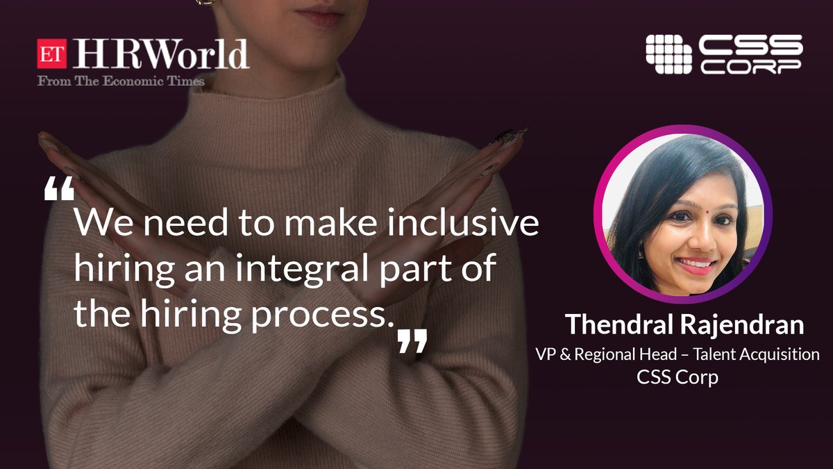 movate_inc's tweet photo. #InNews – In this @ETHrWorld article, Thendral Rajendran, @CSSCorp, shares her point of view on why we must break gender bias in hiring to #BreakTheBias, this year’s #IWD2022 theme.

https://t.co/gDlFqe2kCZ

#InNews #BreakGenderBias #diversity #inclusion #Hiring 

@KThendral https://t.co/TrAzUyfhVF