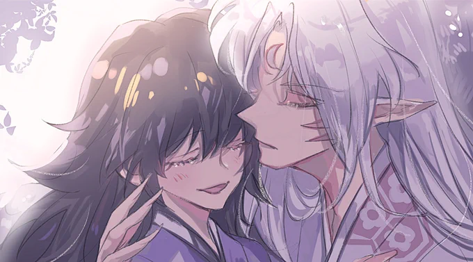 [Yashahime] Also managed to draw a SessRin drawing tonight too. Happy waifu happy laifu for Sesshoumaru 😌💖💖 