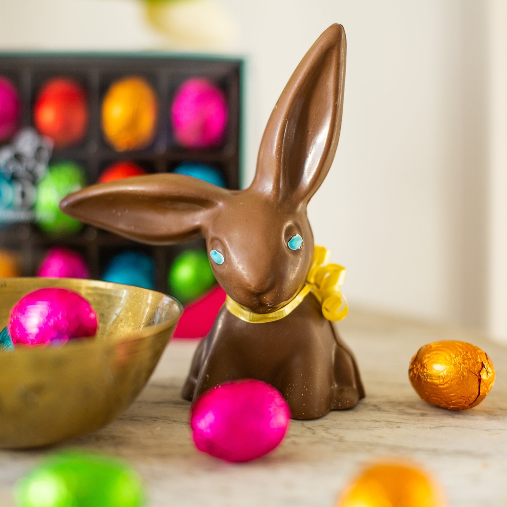 Our favorite chocolate bunnies from Enjou Chocolat are back! Add these floppy-eared bunnies to your Easter baskets or use as a place setting for the dinner table.