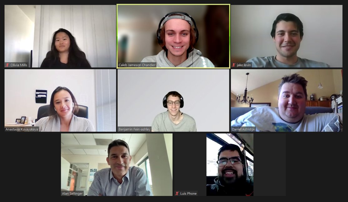 Sellinger_Group's tweet photo. The Sellinger Group was dispersed this week for group meeting, allowing us to get a classic Zoom group photo! Also, congratulations to Daniel Astridge on completing his thesis proposal milestone. Keep an eye out for some recently accepted papers coming out soon from the group! https://t.co/zqhijZTXEy