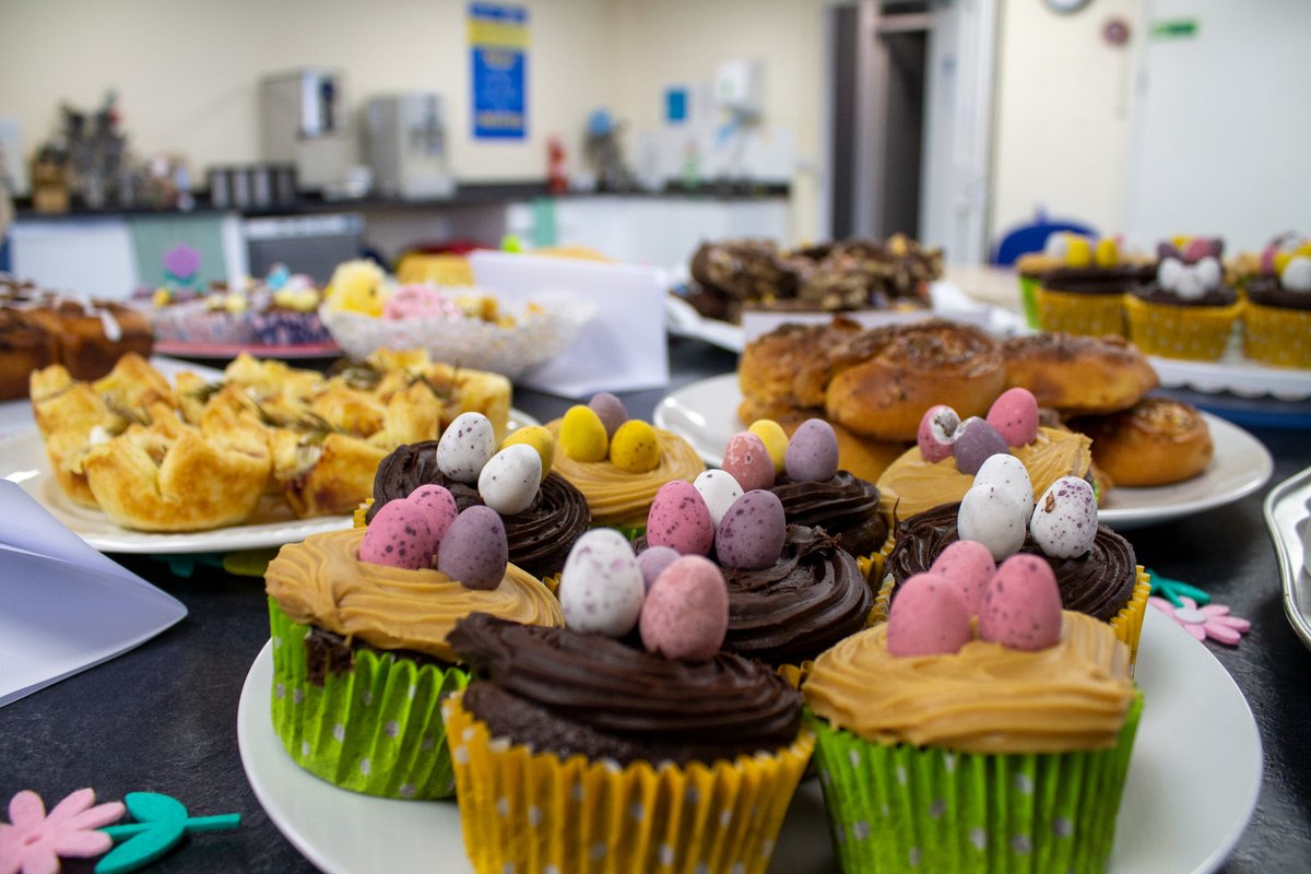 tastetech's tweet photo. For the first time in a couple of years, the Easter Bake sale and competition is back! We had a fantastic selection of delicious treats on sale to raise money for local charities. Well done to Joe, Simon and Barbra for winning with their delightful baked goodies! https://t.co/0DoyrbfWZs