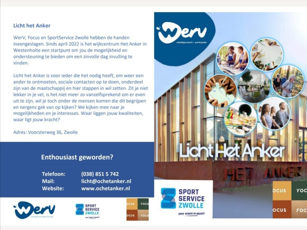Werv_dg's tweet photo. In het kader van Sociale activering, organiseren wij #Zwolle #Westenholte in samenwerking @FocusopMeedoen @SportService038 activiteiten voor een ieder die dat nodig heeft. Elke werkdag in Het Anker. https://t.co/DT1iieigku