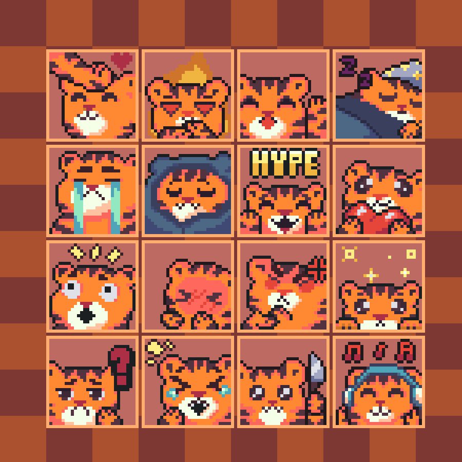 Weny_Arts's tweet photo. 🐯tiger emotes rawr! I'm taking commisions, link in bio!
#pixelart  #ドット絵 https://t.co/jFT9nJX0wE