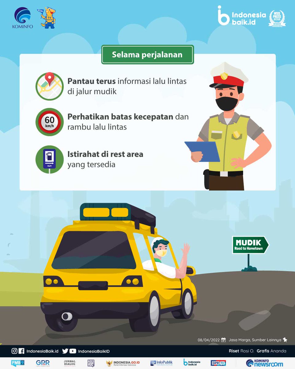 IndonesiaBaikId's tweet image. Hai SohIB! Berencana #Mudik #Lebaran dengan kendaraan pribadi tahun ini? Yuk, simak #TipsMudik berikut ini agar perjalananmu aman dan nyaman.

#IndonesiaBaik #YangMudaSukaData #EdukasiInformasi #Infografis  #KendaraanPribadi  #KominfoNewsroom @PTJASAMARGA