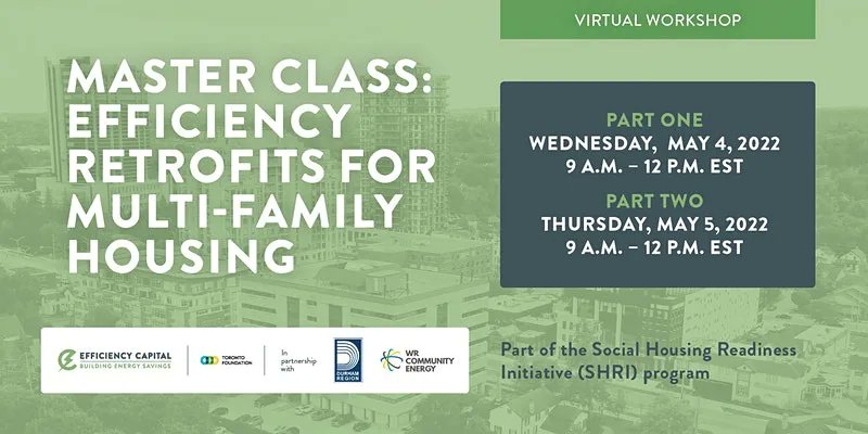 We're excited to partner with <a href="/EfficiencyCap/">Efficiency Capital</a> &amp; <a href="/RegionofDurham/">Region of Durham</a> on a 2-part Master Class on Efficiency Retrofits for Multi-Family Housing. 🏙🌇🌃

These free workshops are online the mornings of May 4&amp;5. 
Register: buff.ly/3O8YkSj

#EnergyEfficiency #MURBs #Housing #WatReg