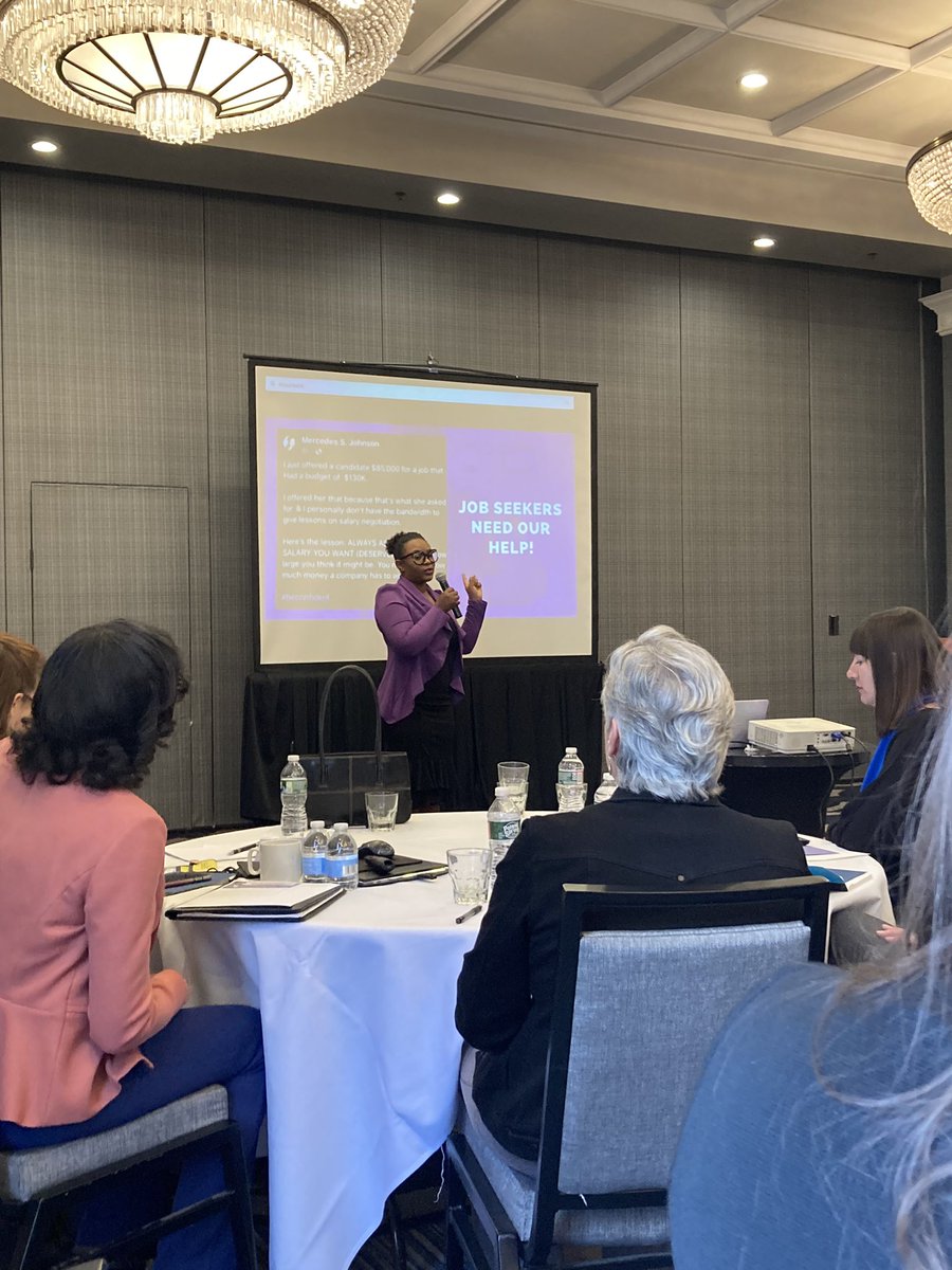SarahDJohnston's tweet photo. “Career coaches can literally change lives”

85% of recruiters EXPECT candidates to negotiate. 

Less than 40% are actually negotiating.

Job seekers should always initiate the conversation around salary. 

-Melanie Denny #MeltheMentor at #CTLconf https://t.co/Gh97EyG2Pq
