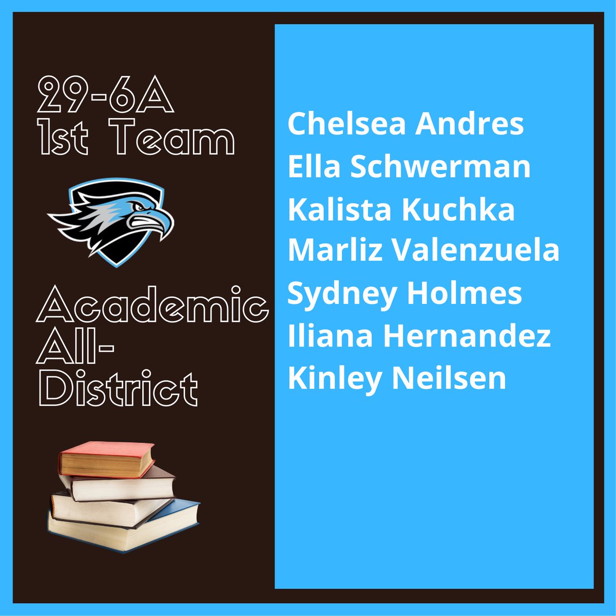 Congratulations to the following Hawk Soccer Players for qualifying for 29-6A 1st Team Academic All-District! #HawkYeah #ScholarAthlete