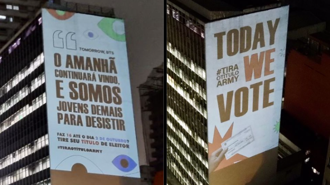RapMais's tweet photo. Fãs do BTS fazem campanha para incentivar jovens a tirarem título de eleitor em todo Brasil - https://t.co/hQqs0NzeKA https://t.co/8qRouzei64