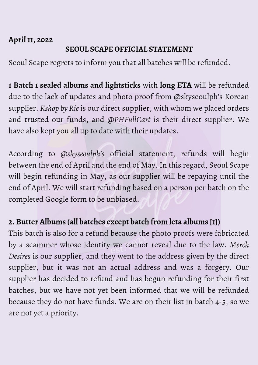 SeoulScape12's tweet photo. Good evening everyone, please see and read our latest statement. Thank You! https://t.co/3HgGPh0RCq