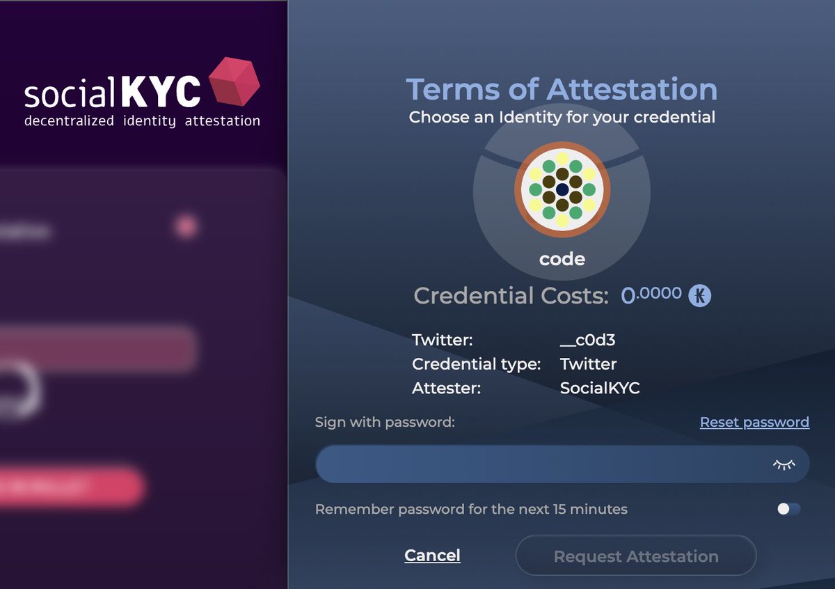 Hello! 🙂
My name is ..

w3n:code 

Nice to meet you. 😁
#socialkyc #kilt #sporran #wallet 
<a href="/social_kyc/">SocialKYC</a> <a href="/Sporranwallet/">Sporran</a> #web3