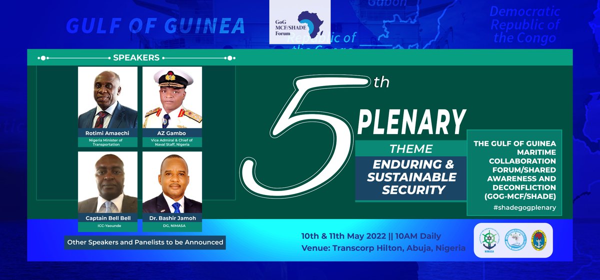 JamohBashir's tweet photo. #MaritimeSecurity Looking forward to speaking at the first in-person event of the #SHADEGoG & the 5th Plenary of Maritime Collaboration Forum next month in Abuja. It promises an opportunity for great & productive engagement between navies and industry within the region. #Plenary https://t.co/5Vt6OLTXwi