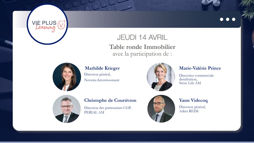 ViePlus_fr's tweet photo. [Vie Plus Learning] Table ronde sur l'immobilier
Rendez-vous 🔔 14 avril à 14h30
Avec 
🔹 @KriegerMathilde @novaxia_paris
🔹 Marie-Valerie Prince @SwissLife_AM_FR
🔹 Yann Videcoq Arkéa REIM
🔹 Christophe de Courtivron @PERIAL
#immobilier #viepluslearning #CGP https://t.co/mXsAw1l6tq