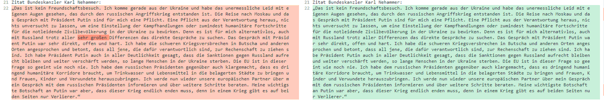 Das Kanzleramt hat seine Presseaussendung mit dem Zitat von Bundeskanzler Nehammer von 16:24 Uhr korrigiert. Die neue Presseaussendung um 16:33 Uhr enthielt im Zitat des Kanzlers eine Streichung.