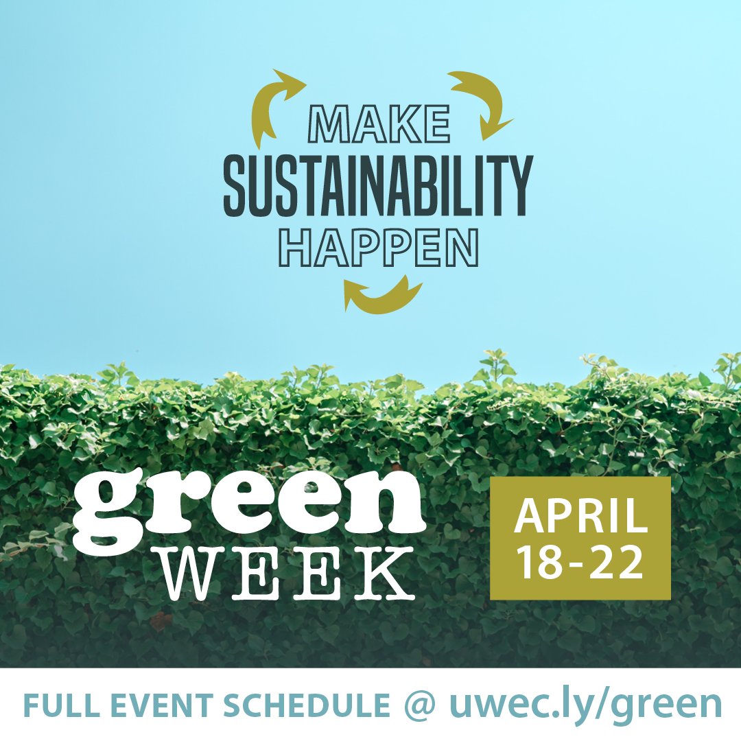 uwec_library's tweet image. 📣 Mark your calendars for @UWEauClaire Green Week 2022!
♻️ See the full event schedule: uwec.ly/green

#UWEC #McIntyreLibrary #UWECGreenWeek