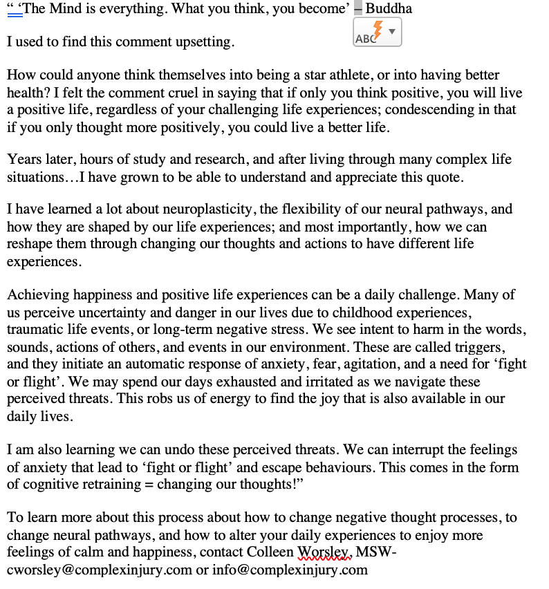 ComplexInjury's tweet photo. Thoughtful words from CIR's Colleen Worsley, MSW: https://t.co/0JT3UaXtzE