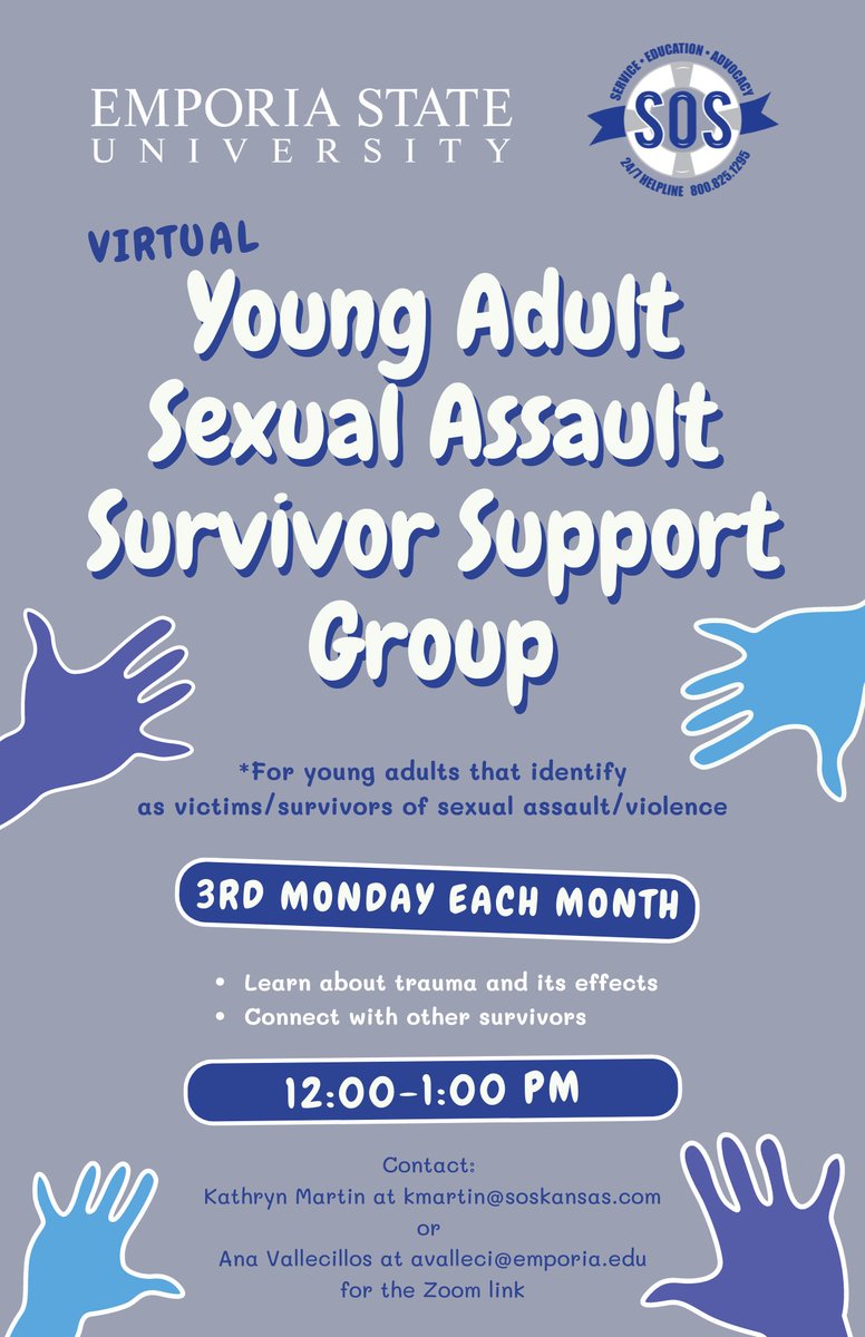 We are teaming up with Emporia State University Student Wellness Center to provide a virtual support group for young adults.