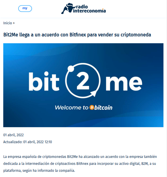 bit2me's tweet photo. Con cerca de 1.200M de $ en operaciones diarias y más de 60.000M $ al mes, @Bitfinex es uno de los exchanges más importantes a nivel global y hace menos de una semana que ya puedes operar con #B2M en su plataforma. 💥🍃

Así lo cuentan algunos medios. 🗞️👇️ https://t.co/5aYO0syTSs