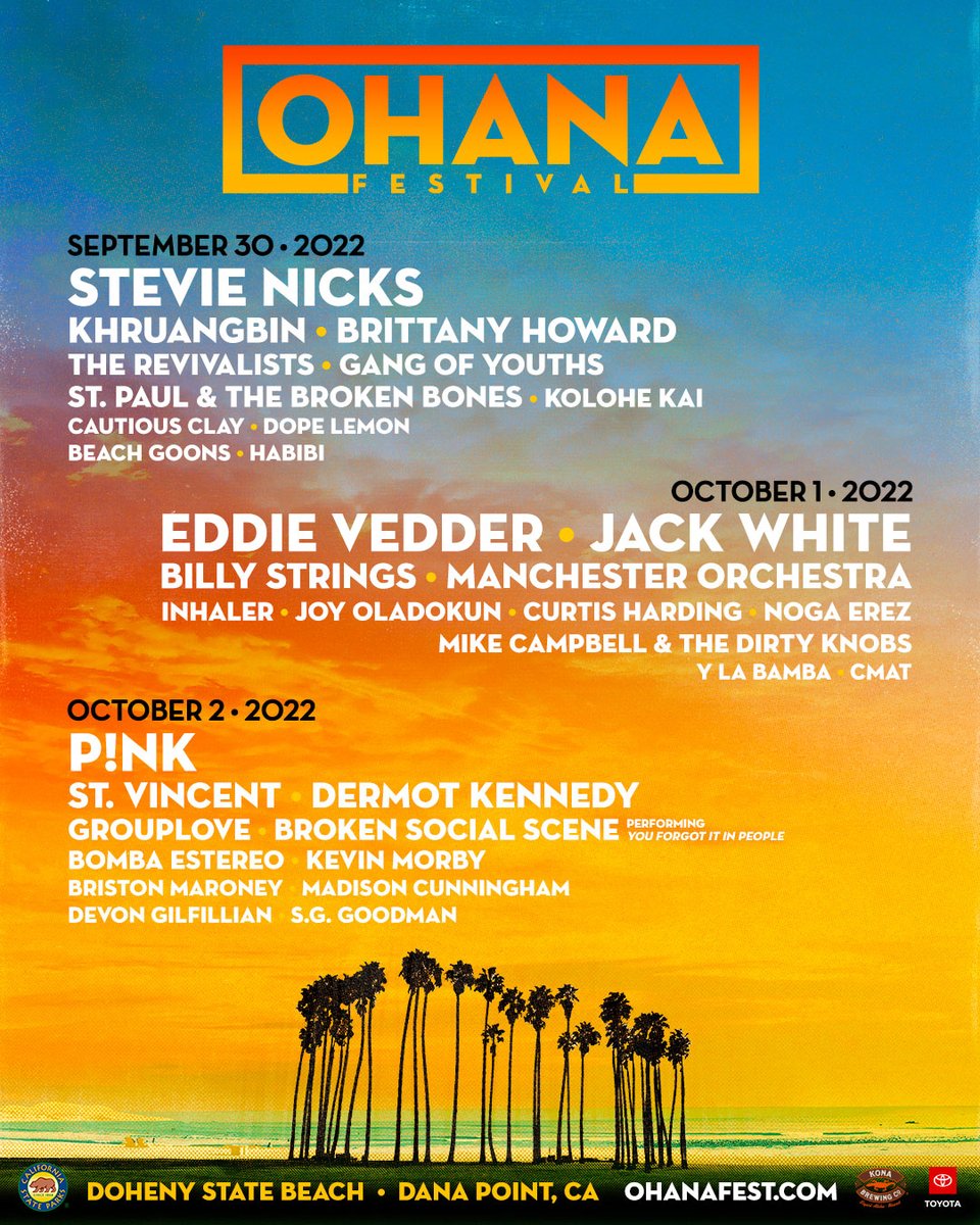TheOhanaFest's tweet photo. ✨ The Ohana Fest 2022 lineup is here ✨
Pre-sale tickets on sale this Wed. 4/13 @ 10am PT. Sign up now at https://t.co/7NVjyrBFlL! https://t.co/OMLN5YhP04