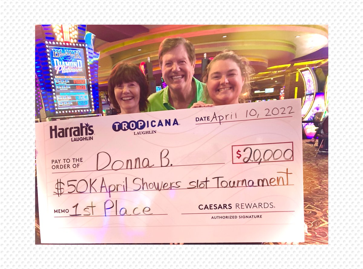 Harrah's Laughlin (@harrahslaughlin) on Twitter photo Weekend Winner💸 🤑 Donna taking home $20K from our April Showers Slot Tournament! <a href="/CaesarsRewards/">Caesars Rewards</a>
Must be 21 or older to gamble. Know When To Stop Before You Start.® Gambling Problem? Call 1-800-522-4700. Weekend Winner💸 🤑 Donna taking home $20K from our April Showers Slot Tournament! <a href="/CaesarsRewards/">Caesars Rewards</a>
Must be 21 or older to gamble. Know When To Stop Before You Start.® Gambling Problem? Call 1-800-522-4700.