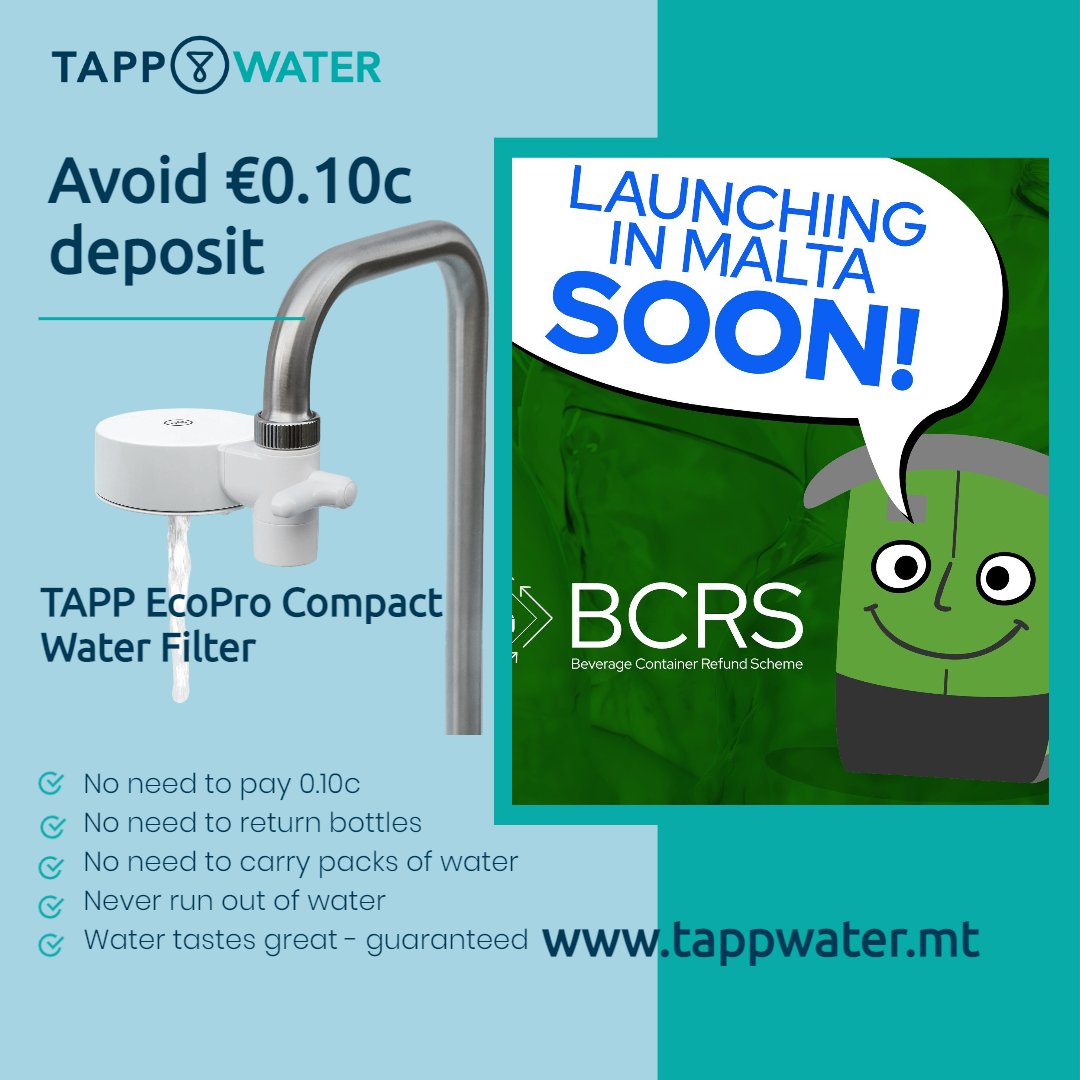 TAPP Water Malta on X: TAPP Water filters make life easier. Great taste  guaranteed. Water on TAPP at home 💙 Now nearly 2,000 households are  avoiding 2 million plastic bottles a year. #