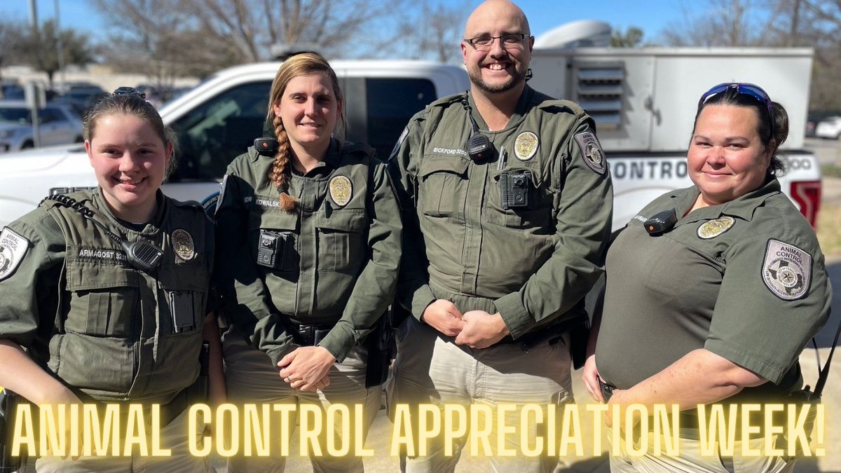 CedarParkPD's tweet photo. This week is also National Animal Control Officer Appreciation Week!  🐱❤️🐶

Thank you, Janiece, Paige, Gary, and Madison for protecting and caring for Cedar Park's pets and wildlife!

Your hard work and dedication is appreciated!
 #animalcontrolofficerappreciationweek https://t.co/doTaNaPzZf