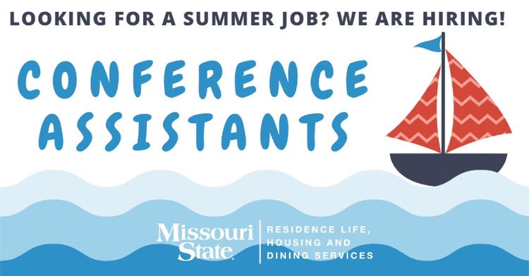 MoStatePRC's tweet image. There is still time to apply to be a summer assistant!! ☀️☀️

forms.missouristate.edu/view.php?id=78…