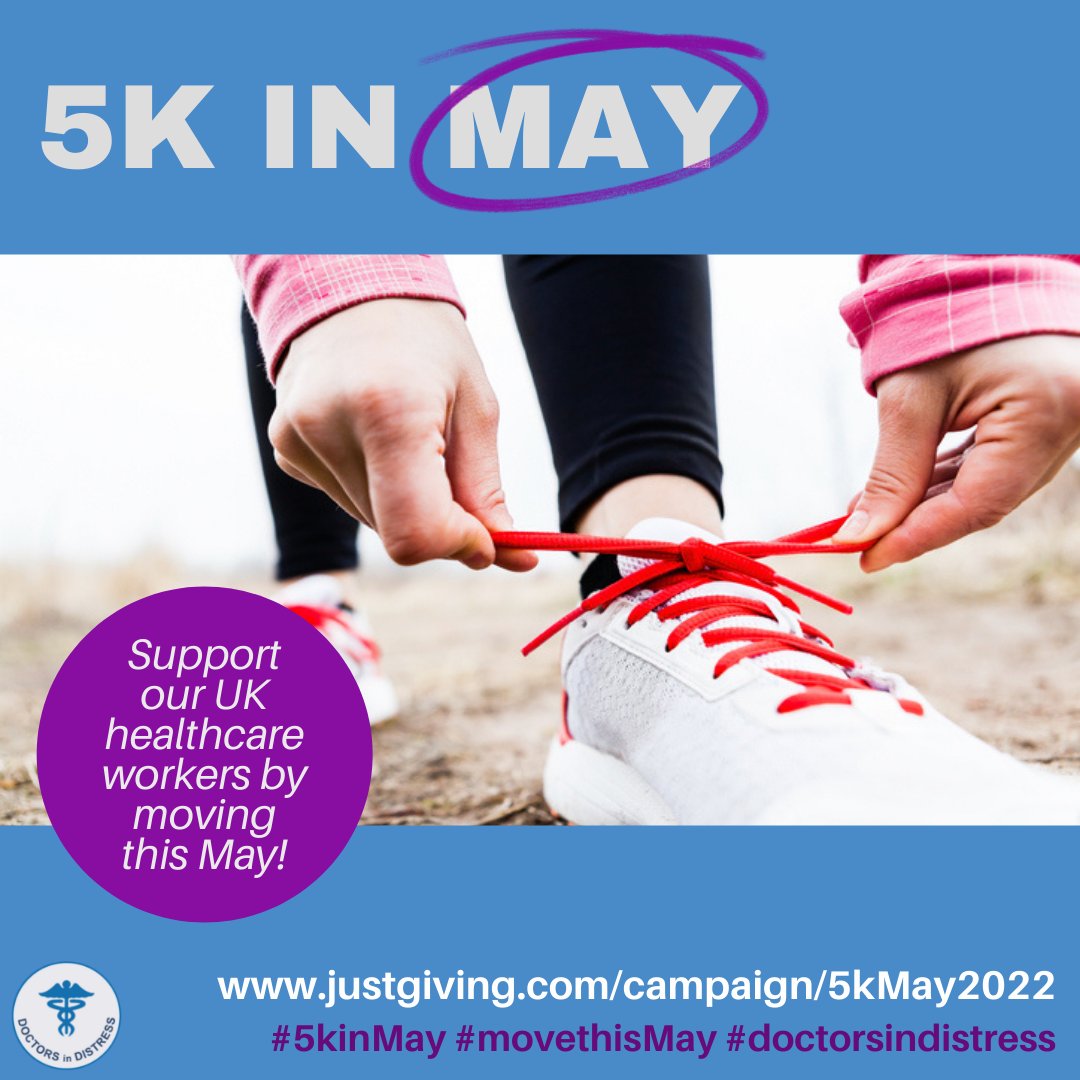 DoctorsDistress's tweet photo. ๐It's back!
๐ฃOur 5k in May fundraiser is happening again this year! Join us and help to support the mental wellbeing of healthcare workers in the UK!
๐Start fundraising or support us here: https://t.co/ToaEadKHIb
#5kinMay #movethisMay #doctorsindistress https://t.co/SlePjdOTkO